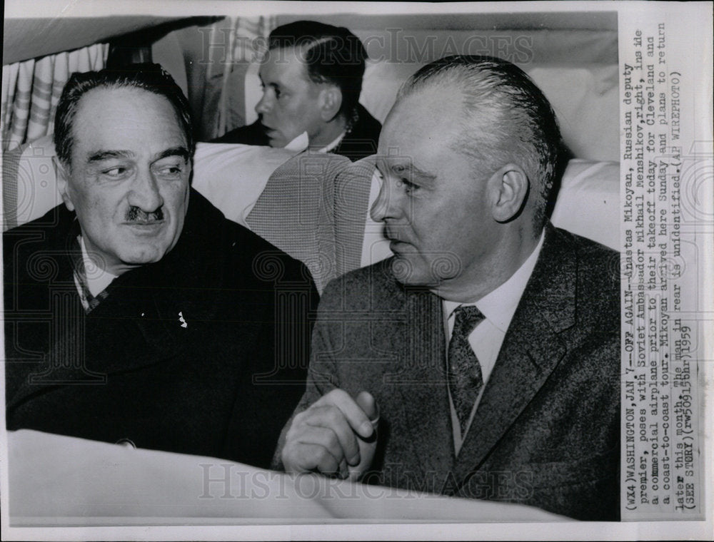 1959 Press Photo Russia Dep Premier With Ambassador - Historic Images