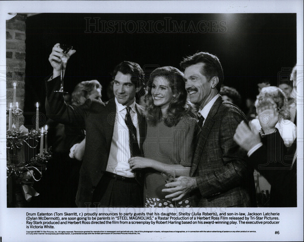 1990 Press Photo Tom Skerrit, Julia Roberts, McDermott - Historic Images