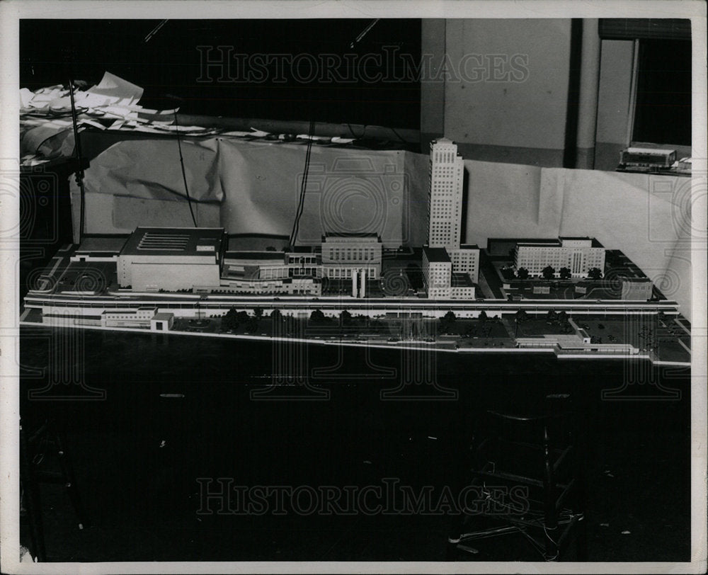 1944 Press Photo The Proposed Detroit Civic Center - Historic Images