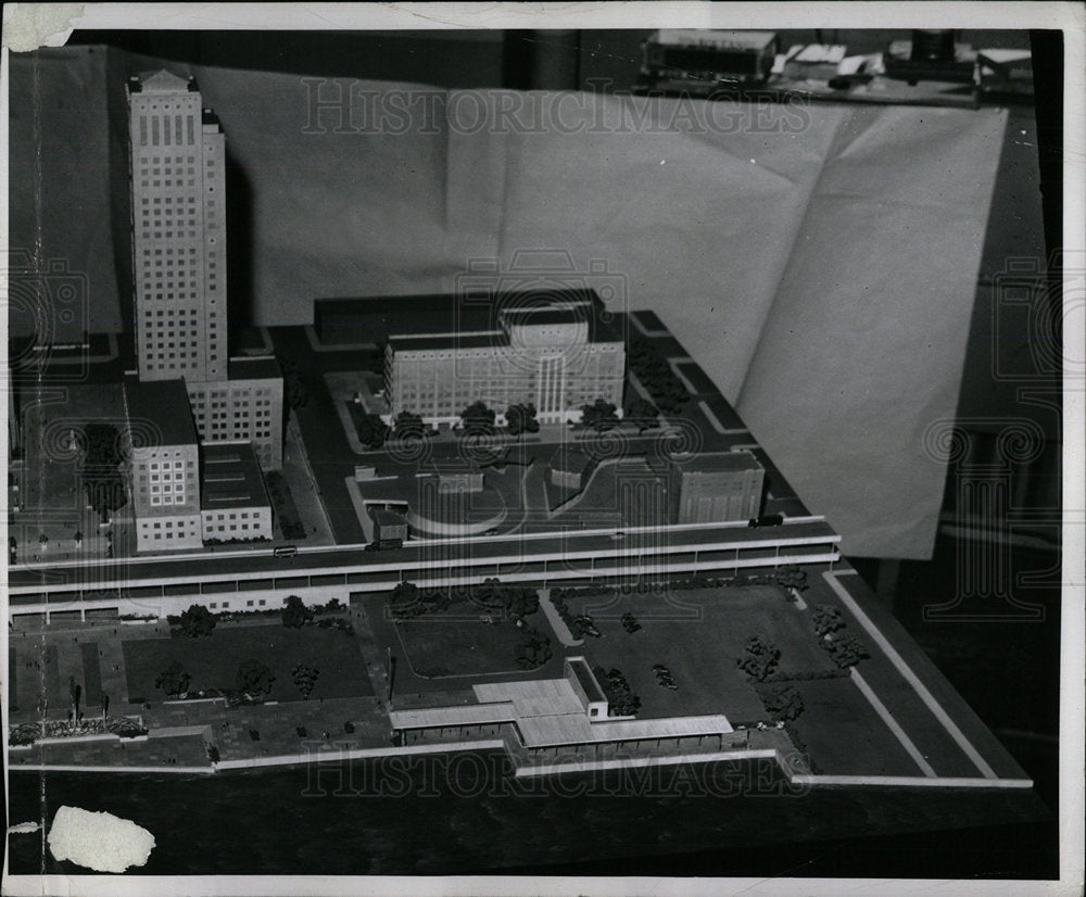 1944 Press Photo diagram proposed civic center - Historic Images
