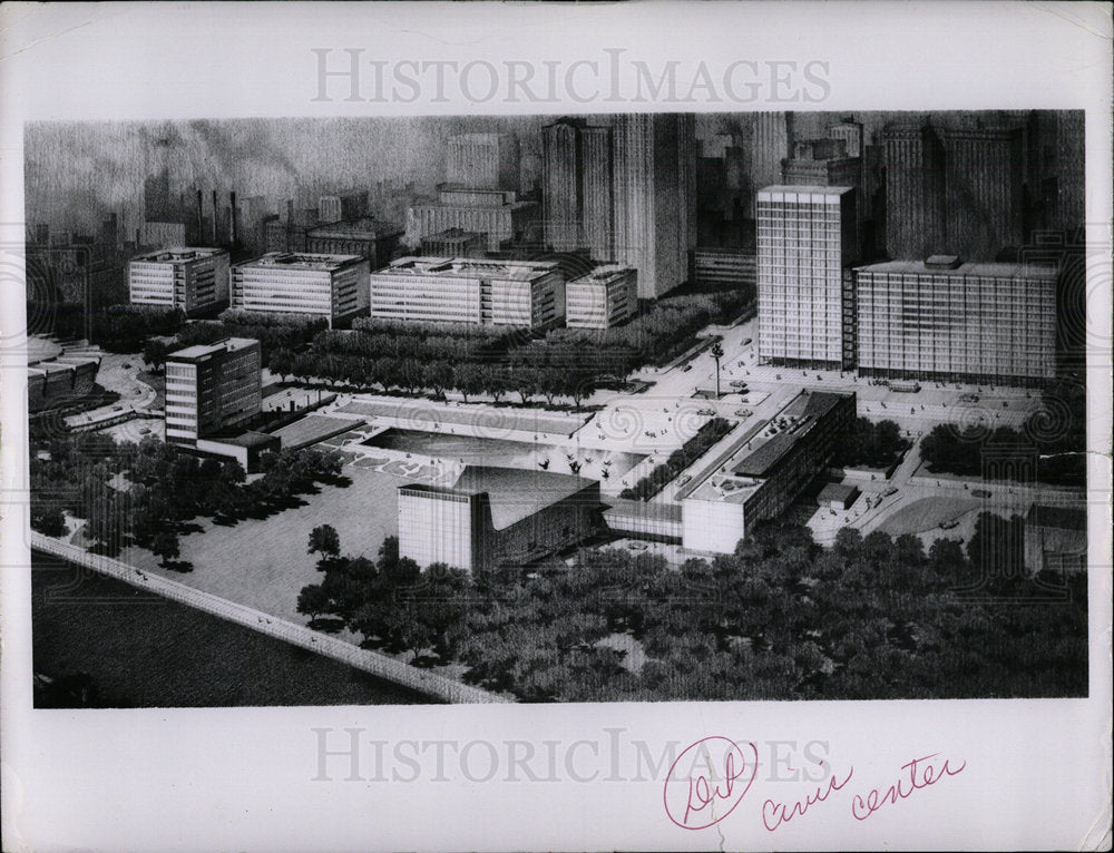Press Photo The Detroit Civic Center - Historic Images