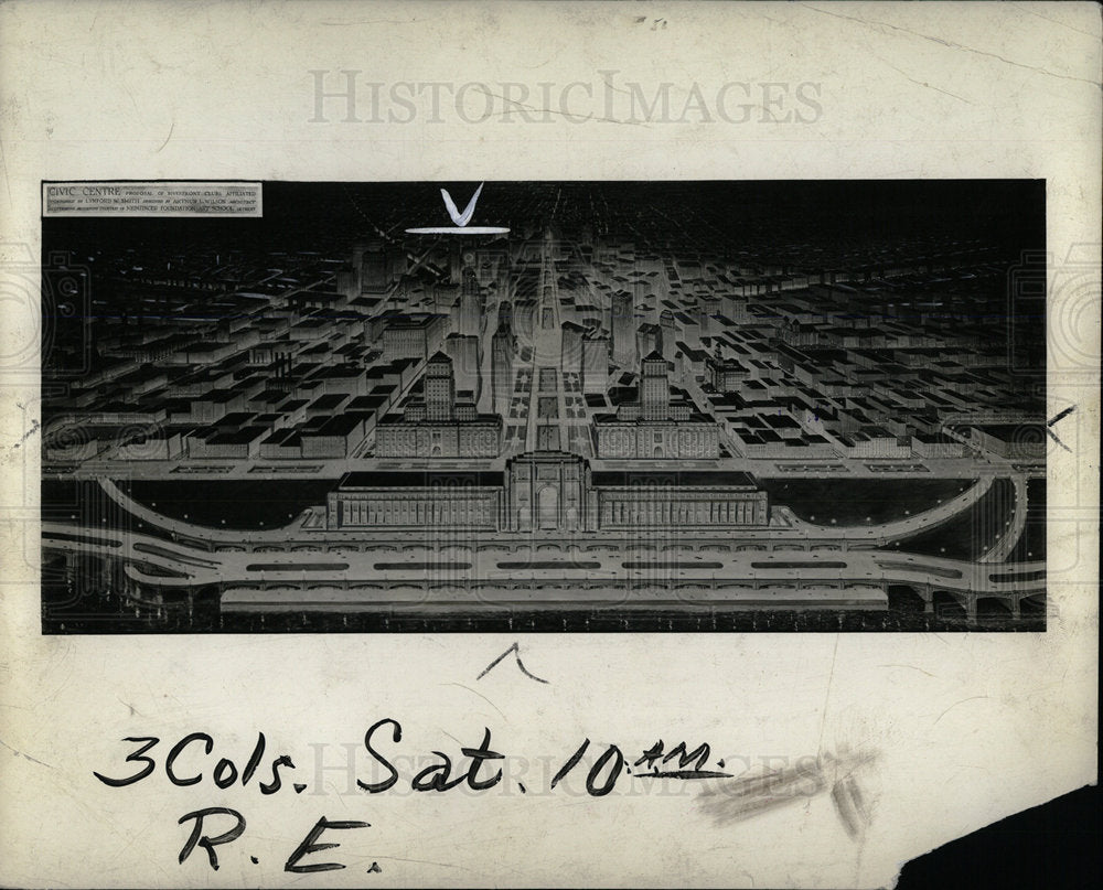 1940 Press Photo diagram proposed civic center - Historic Images