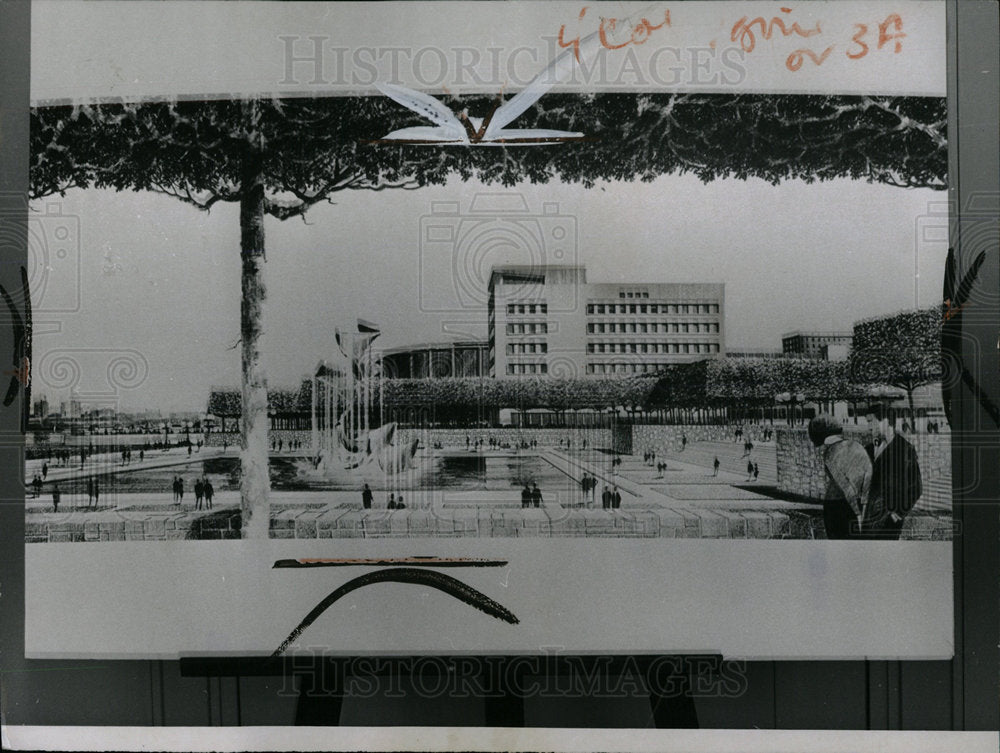 1966 Press Photo Artist Concept Civic Center Detroit - Historic Images