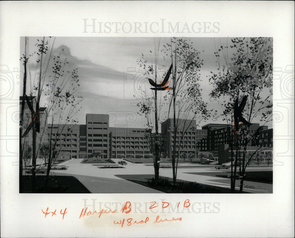 1971 Press Photo Webber Building Harper Hospital  - Historic Images