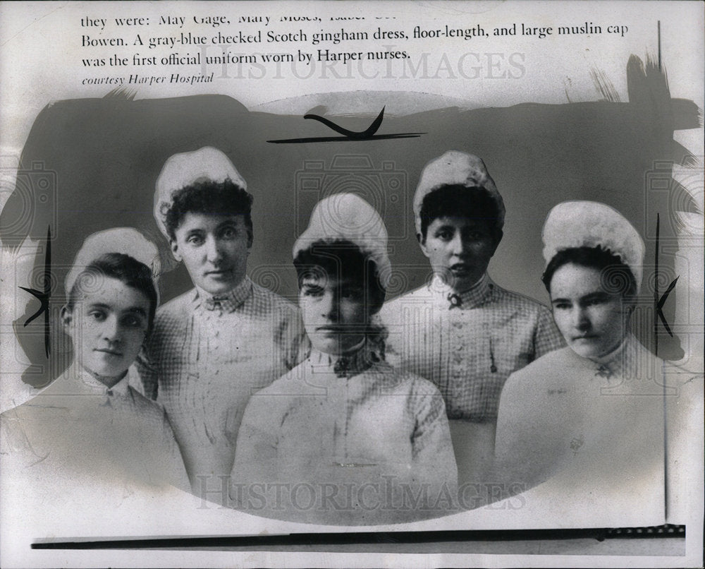1964 Press Photo Harper Nurses Scotch Gingham dress  - Historic Images