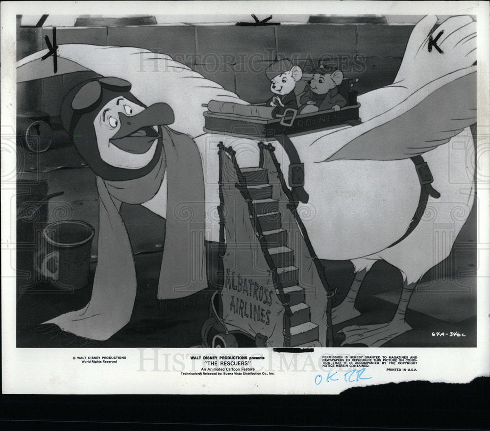 1977 Press Photo Flight Plan Bianca Bernard Walt Disney - Historic Images