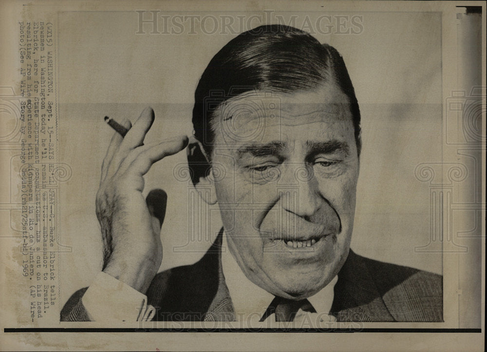 1969 Press Photo US ambassador Brazil Burks Morricks   - Historic Images