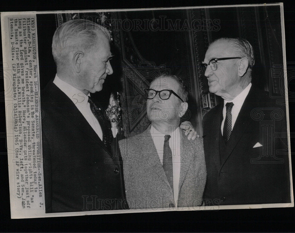 1965 Press Photo Senator Allen Ellender Johnson Willis - Historic Images