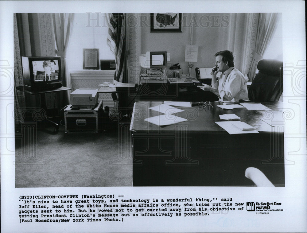 1993 Press Photo White House media office Jeff Eller - Historic Images