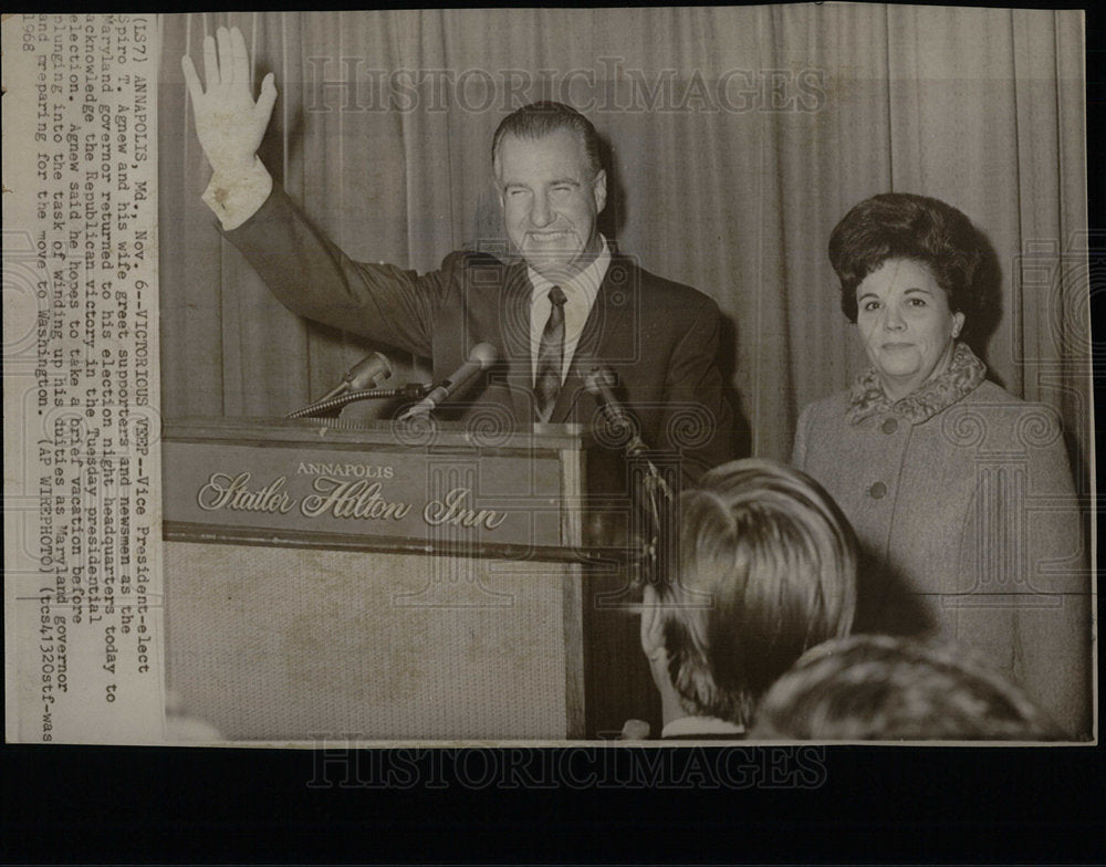 1968 Press Photo Spiro Agnew Vice Pres United States - Historic Images
