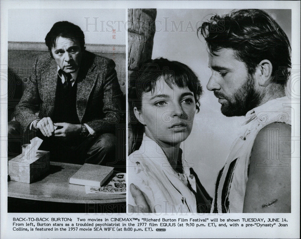 1985 Press Photo Richard Burton Festival Joan Collins - Historic Images