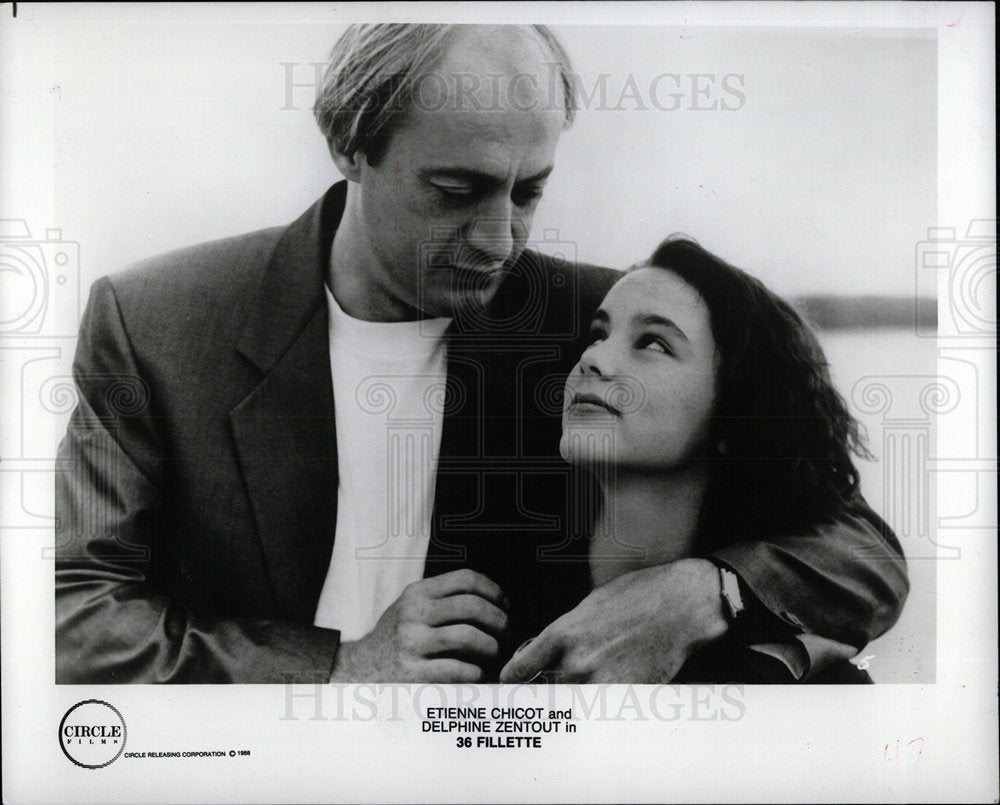 1989 Press Photo Etienne Chicot Delphine Zentout Movie  - Historic Images
