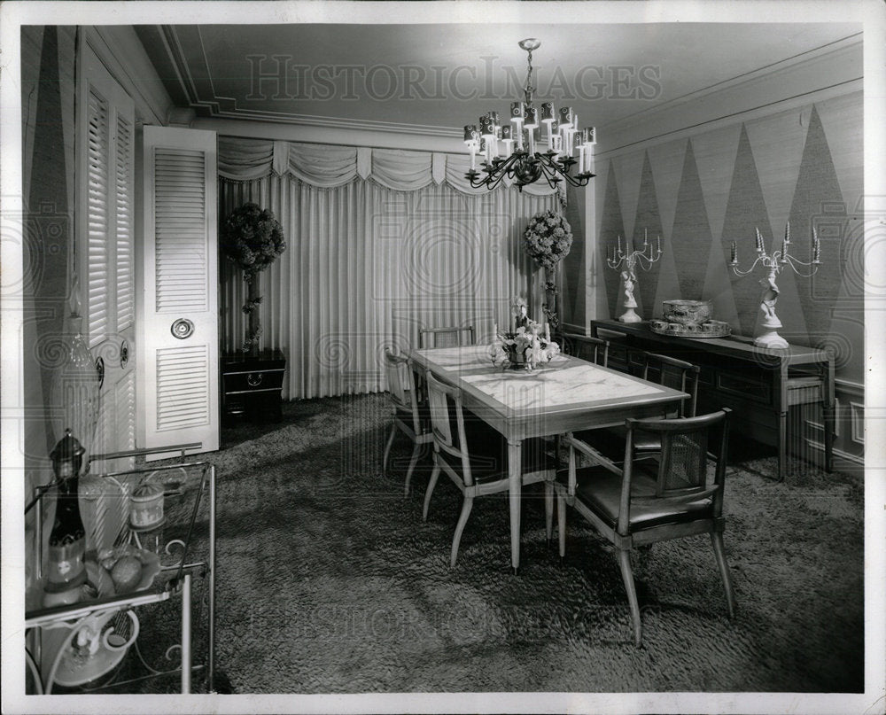 1960 Press Photo Interior Decorating Dining Room Homes - Historic Images