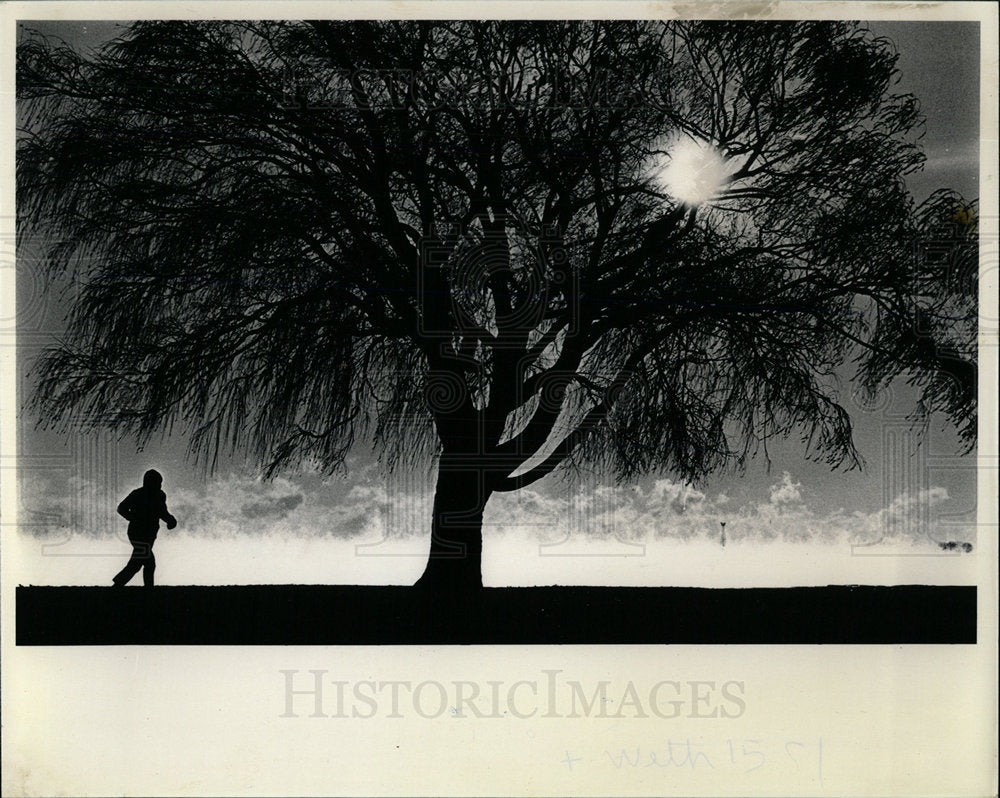 1985 Press Photo Jogger Foster Beach Morning Lake City  - Historic Images
