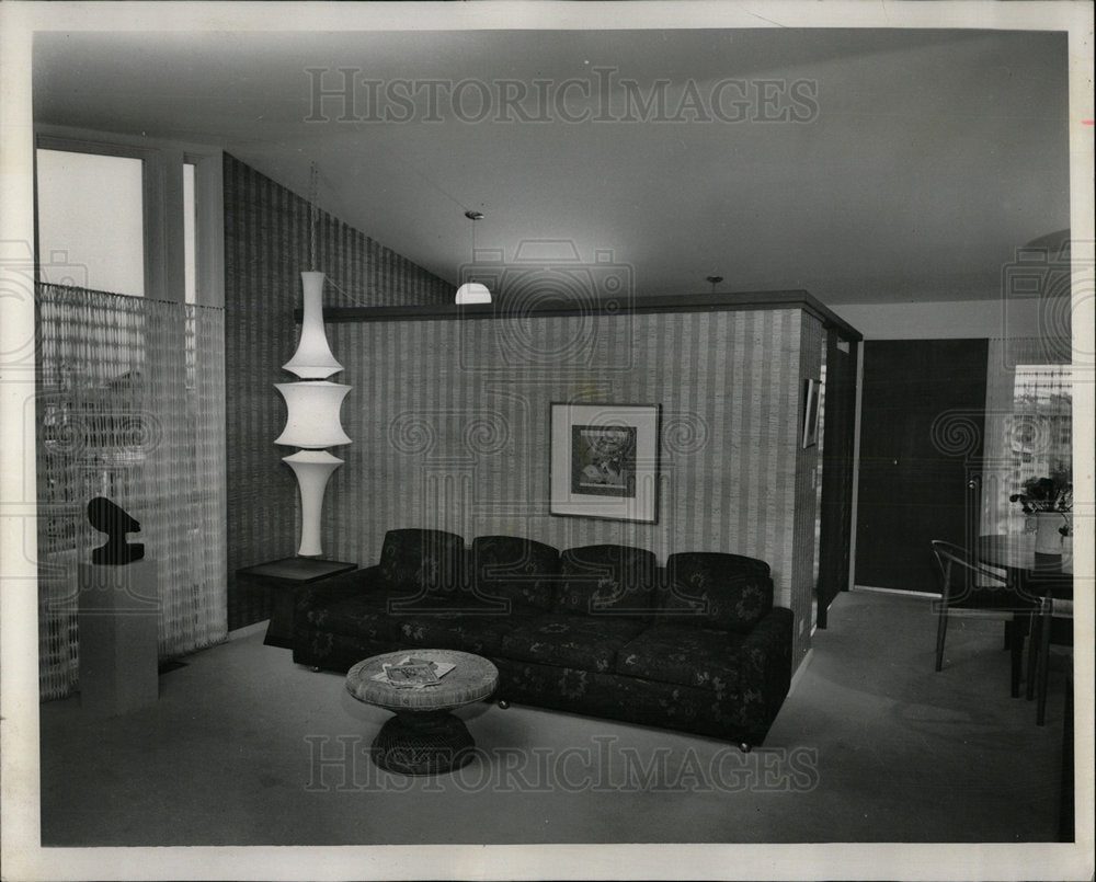 1965 Press Photo Living Room Contemporary House Homes - Historic Images