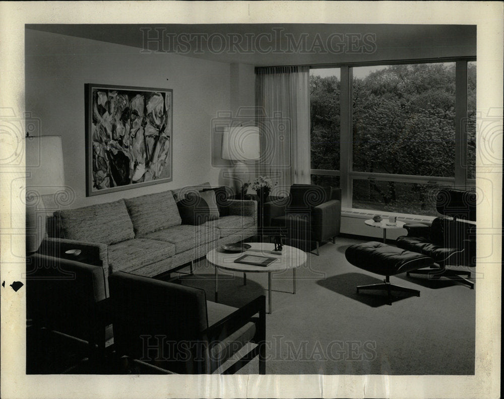 1962 Press Photo View Lincoln Park Framed Living Room - Historic Images