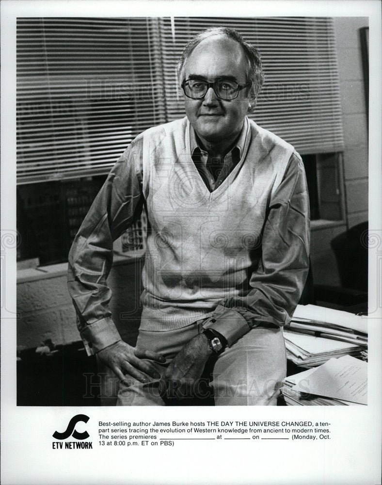 1986 Press Photo James Burke author host evolution part - Historic Images