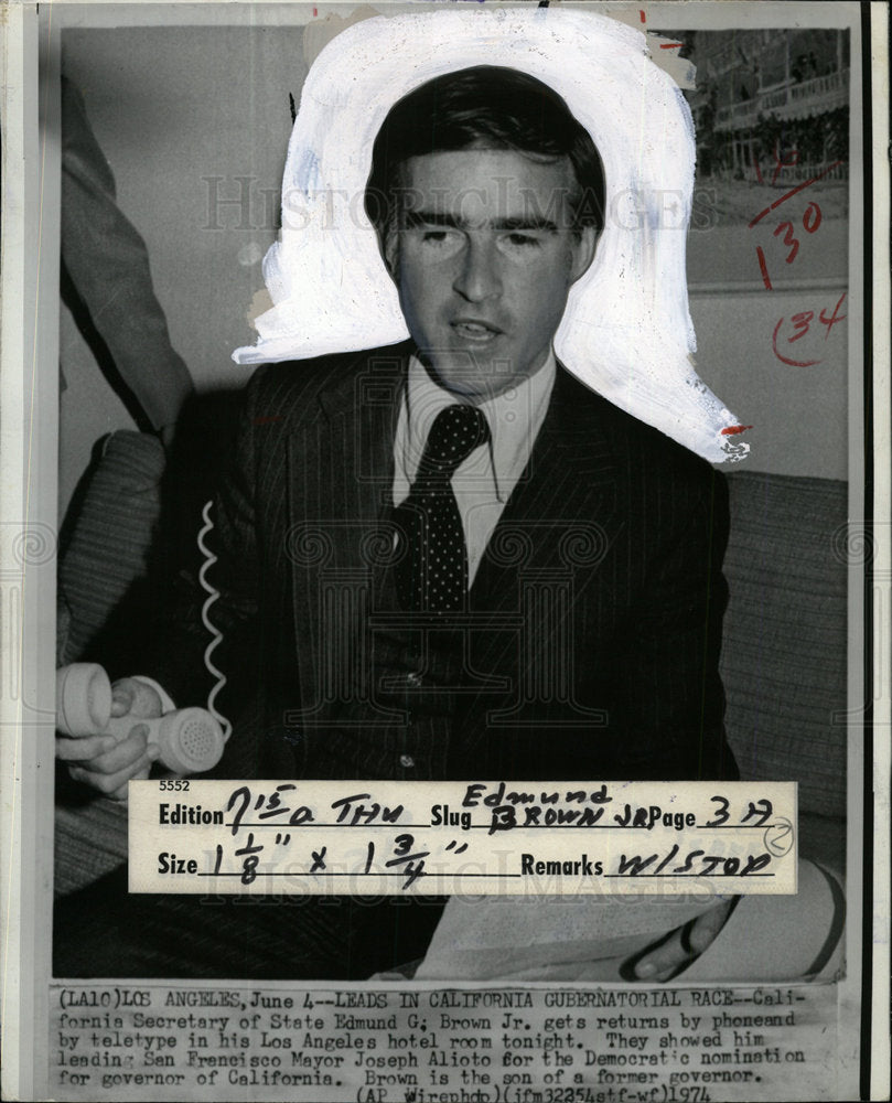 1974 Press Photo Edmund G. Brown Jr American Politician - Historic Images
