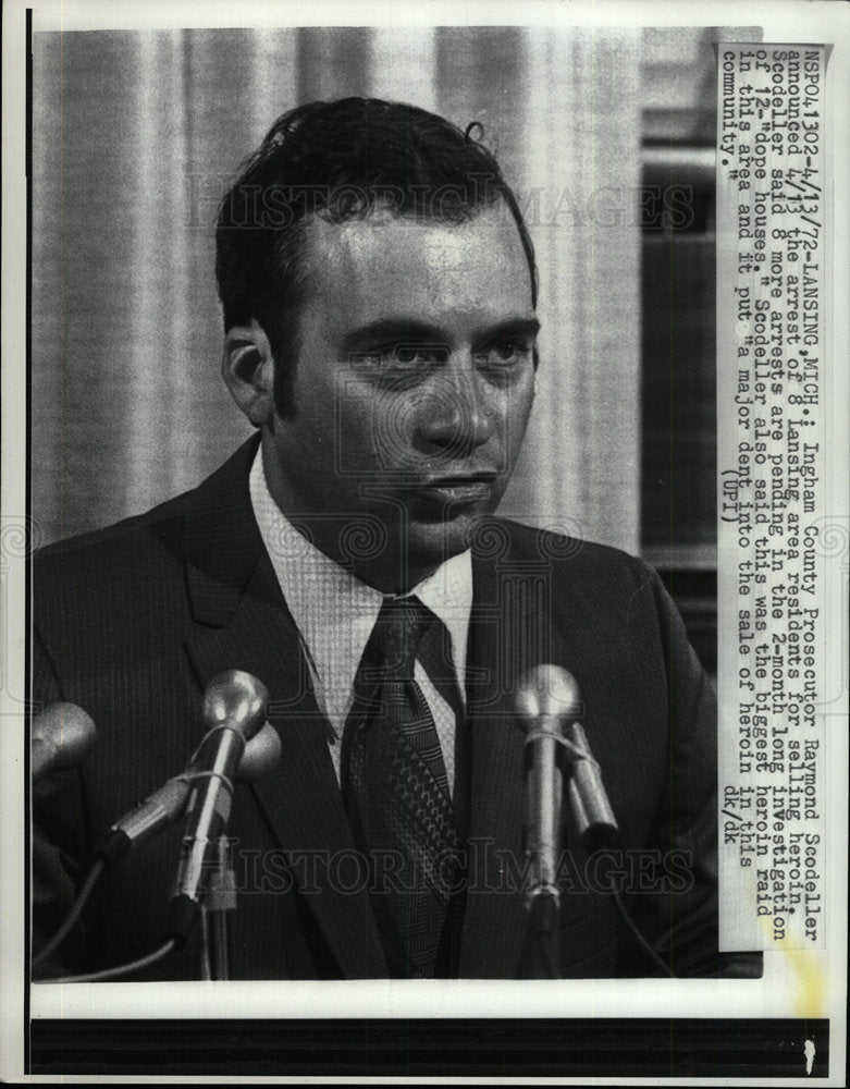 1972 Press Photo Raymond Scodeller Attorney Michigan  - Historic Images