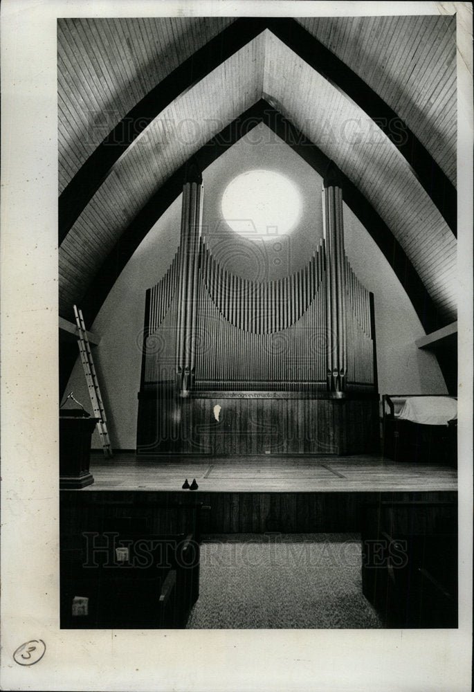 1977 Press Photo Kirk Dunedin Church Sanctuary Fire - Historic Images
