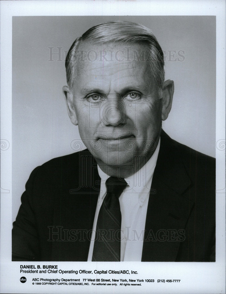 1989 Press Photo Daniel B. Burke President &amp; COO ABC - Historic Images