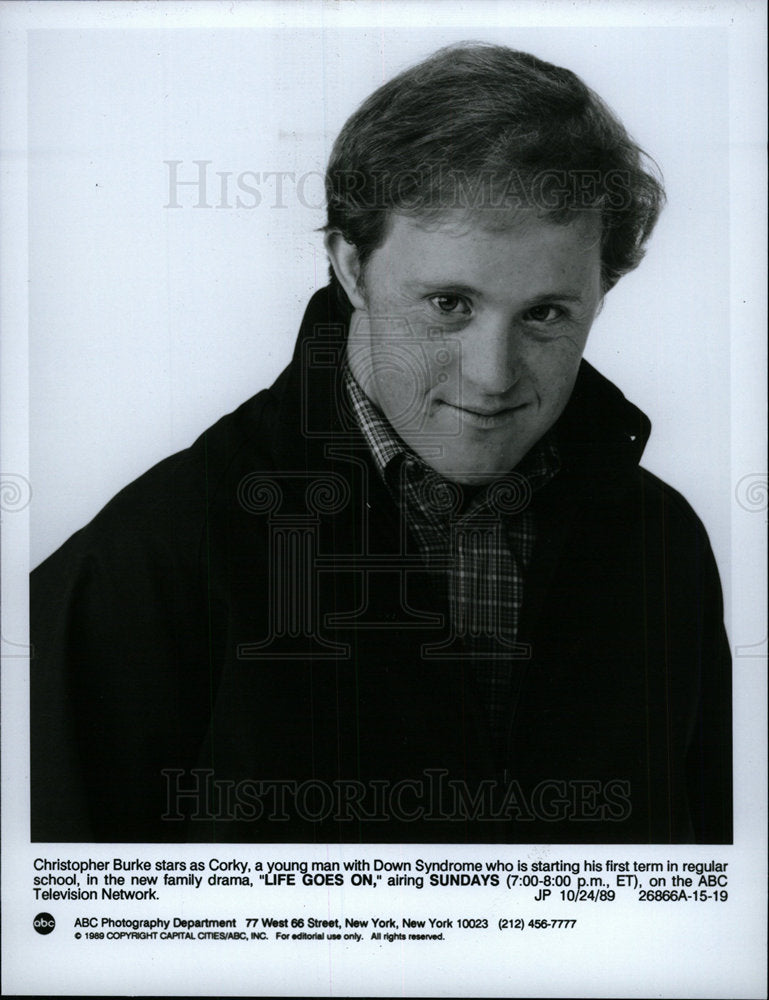 1989 Press Photo Actor Christopher Burke &quot;Life Goes On&quot; - Historic Images