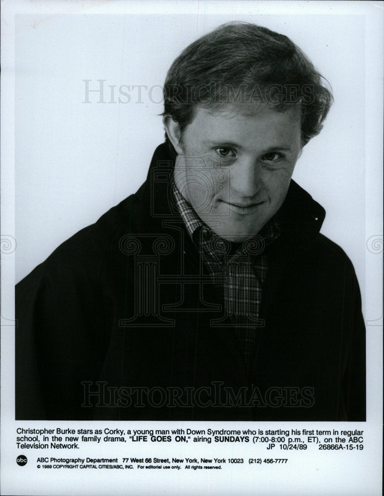 1989 Press Photo Christopher Burke Corky Life Goes On - Historic Images