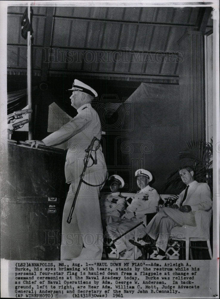 1961 Press Photo Admiral Arleigh A. Burke U.S. Navy  - Historic Images