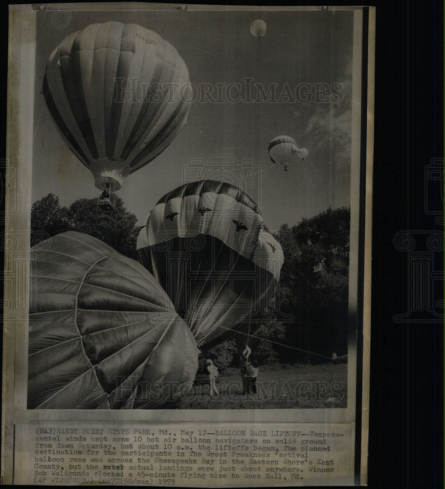 1973 Press Photo Balloon Race Liftoff Sandy Point Park - Historic Images