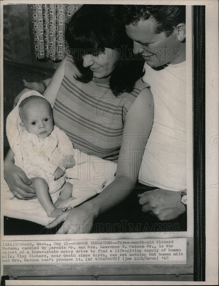 1968 Press Photo THREE MONTH OLD BABY RICHARD MADSON - Historic Images