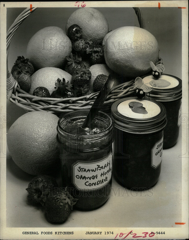 1974 Press Photo Strawberry Orange Honey Conserve Jam - Historic Images