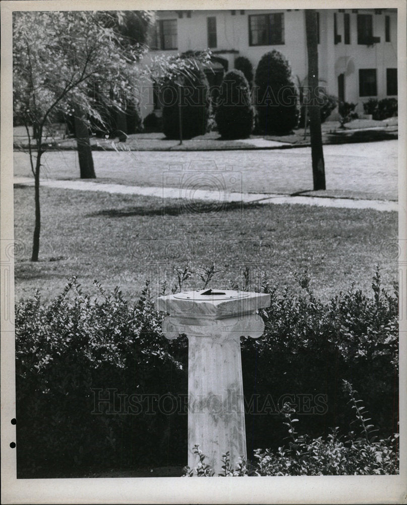 1967 Press Photo Sundial On Small Pedestal Front Yard - Historic Images