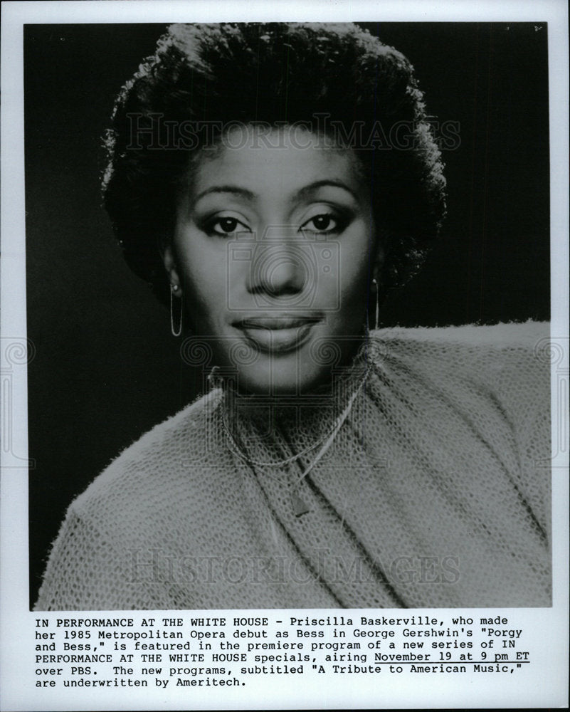 1987 Press Photo Opera Singer Priscilla Baskerville - Historic Images