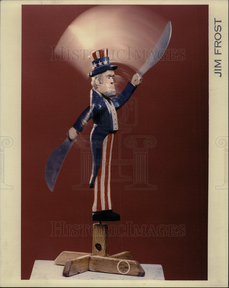 1992 Press Photo Len Norman/Artist/Uncle Sam Sculpture - Historic Images
