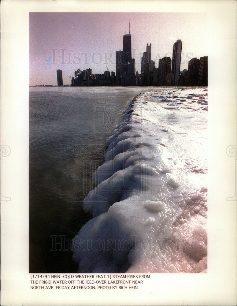 1994 Press Photo Steam Iced Over Lakefront North Ave. - Historic Images
