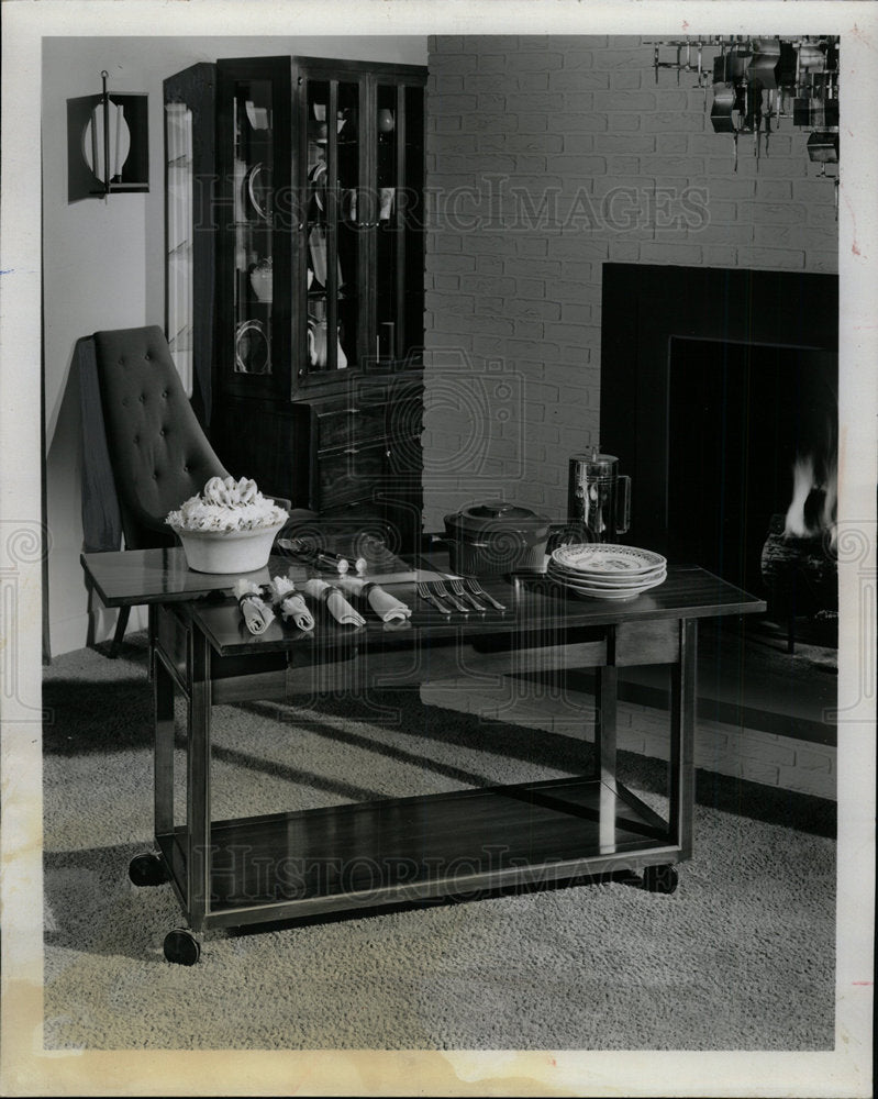 1965 Press Photo Serving Cart Drexel Buffet Dining - Historic Images