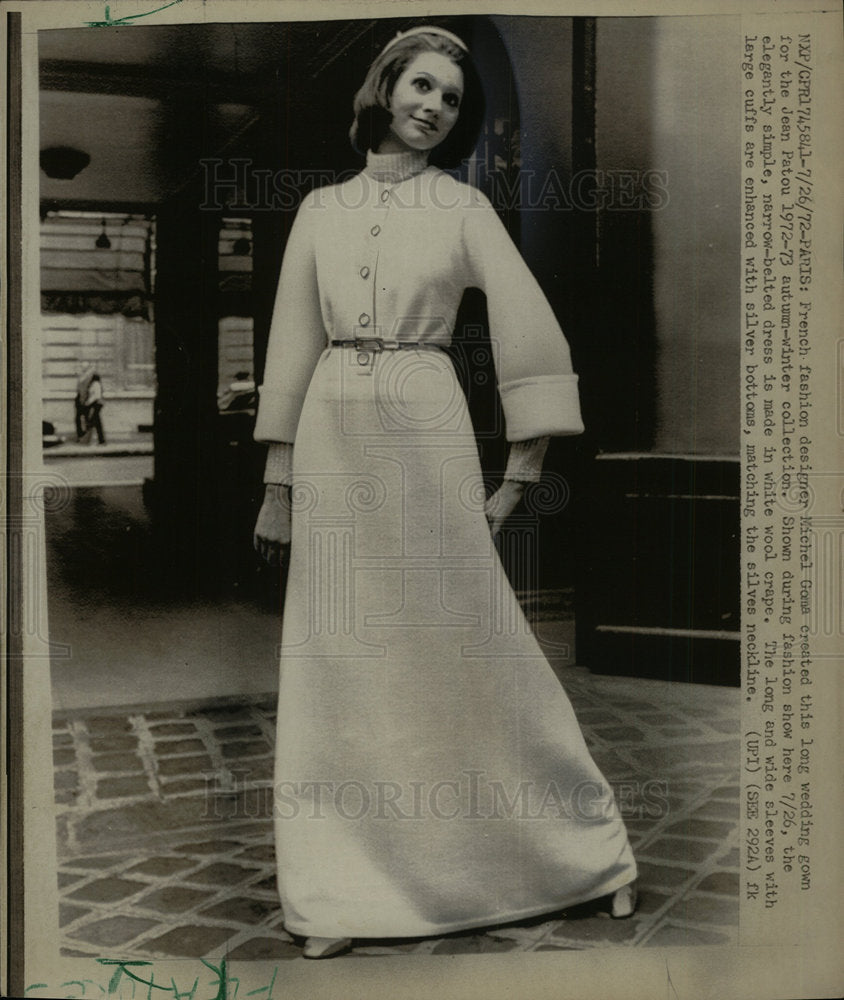 1972 Press Photo Wedding Gown Jean Patou Michel Goma - Historic Images