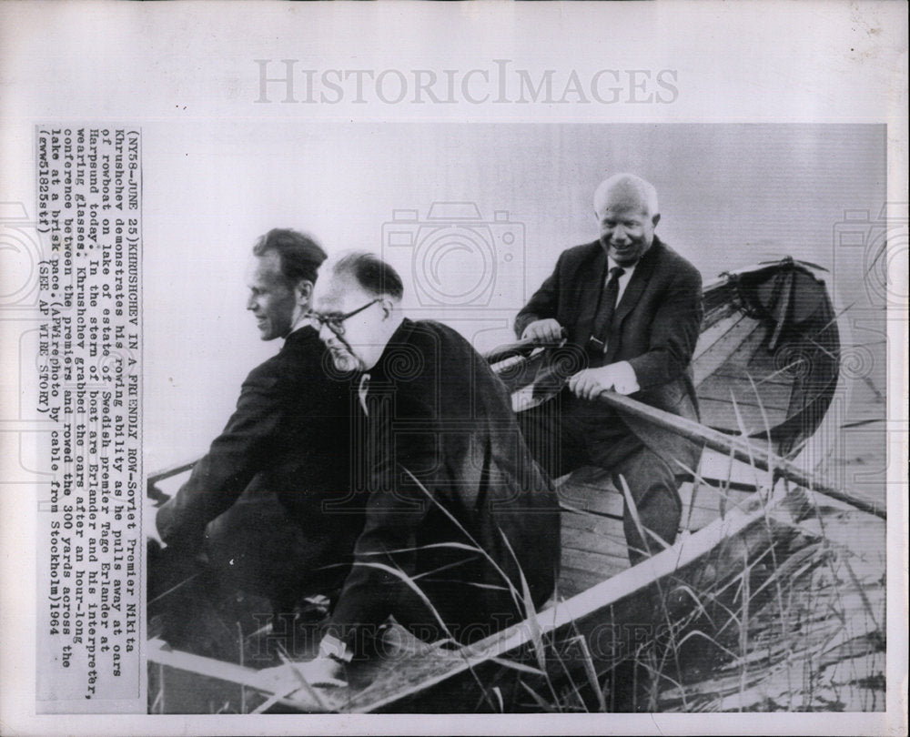 1964 Press Photo Nikita Khrushchev Visit Scandinavia - Historic Images