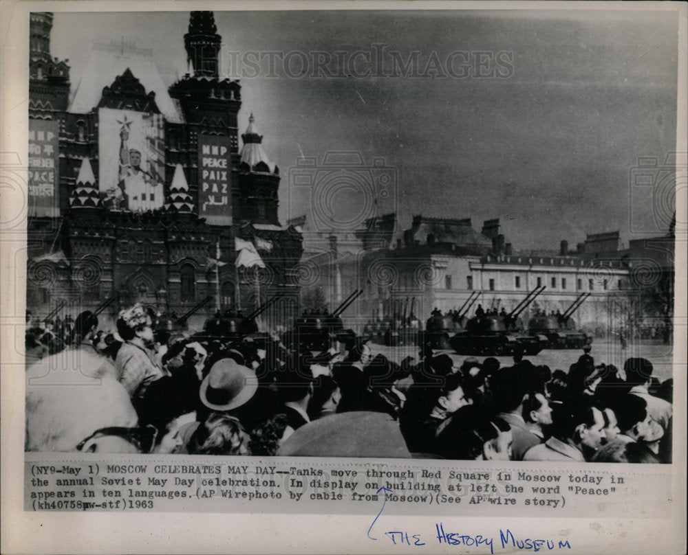 1963 Press Photo Soviet May Day Celebrations Peace - Historic Images
