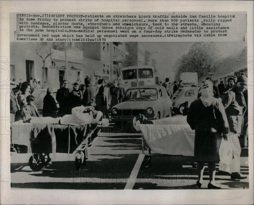 1970 Press Photo San Camillo Hospital Strike Rome Italy - Historic Images