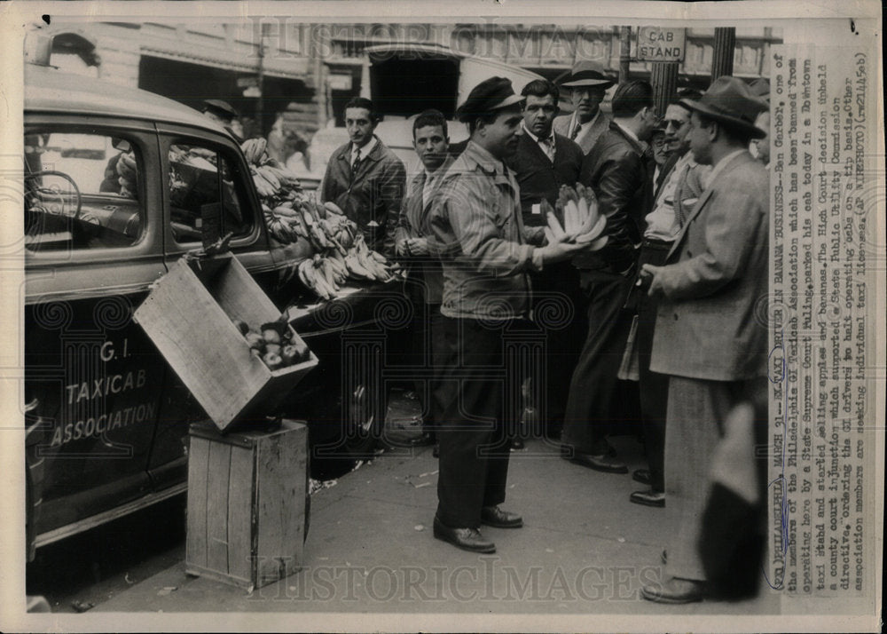 Press Photo GI Taxi Cab Driver Sells Fruit After Ruling - Historic Images