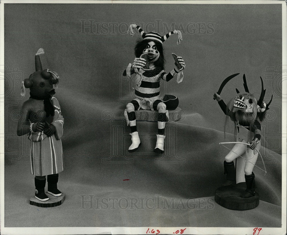 1982 Press Photo Kachina Dolls made out of Cottonwood. - Historic Images