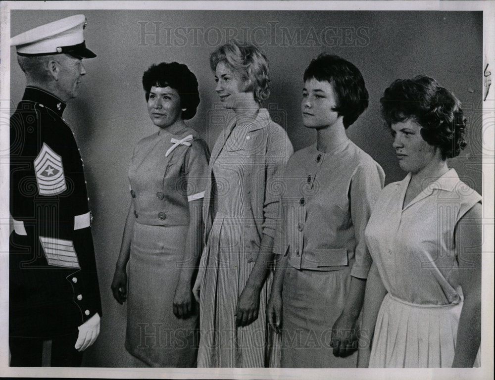 1963 Press Photo Four Women Marine Recruit Denver Satur - Historic Images