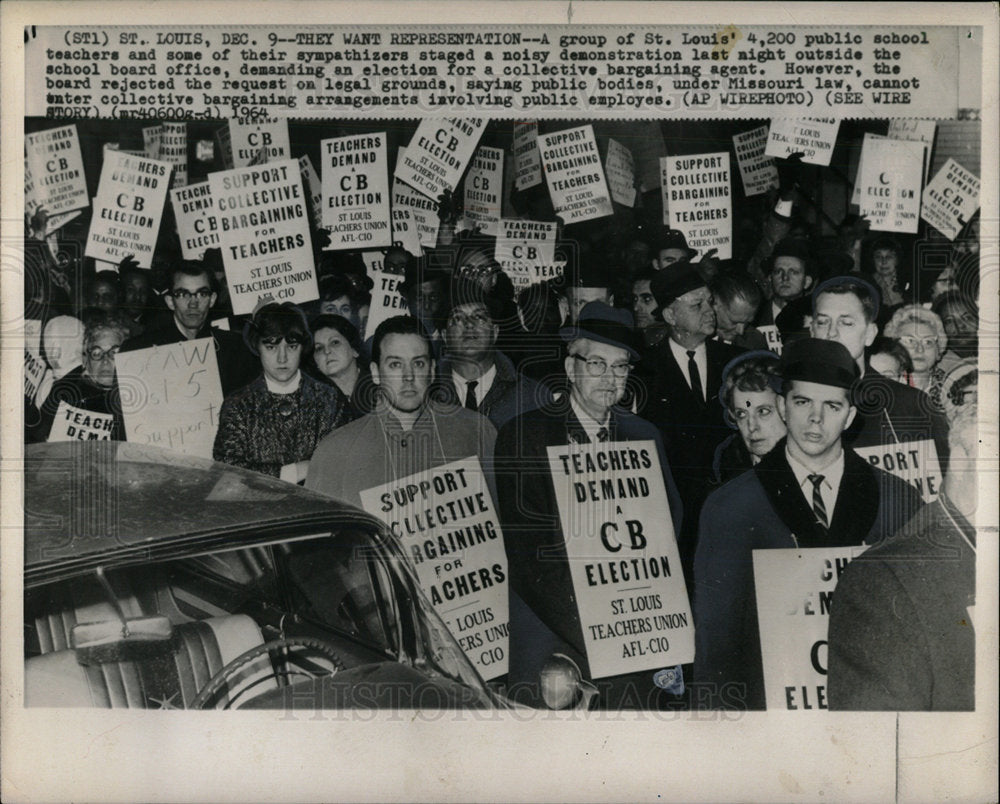 1964 Press Photo Demonstration Teachers St. Louis - Historic Images