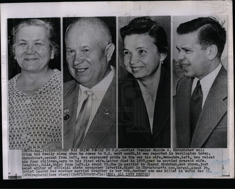 1959 Press Photo Soviet Nikita Khrushchev Family - Historic Images