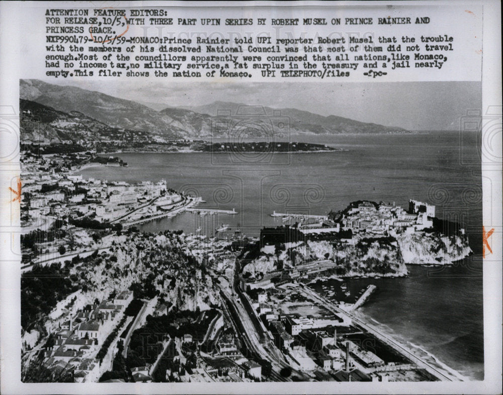 1959 Press Photo Monaco Storybook Kingdom Rule Prince R - Historic Images