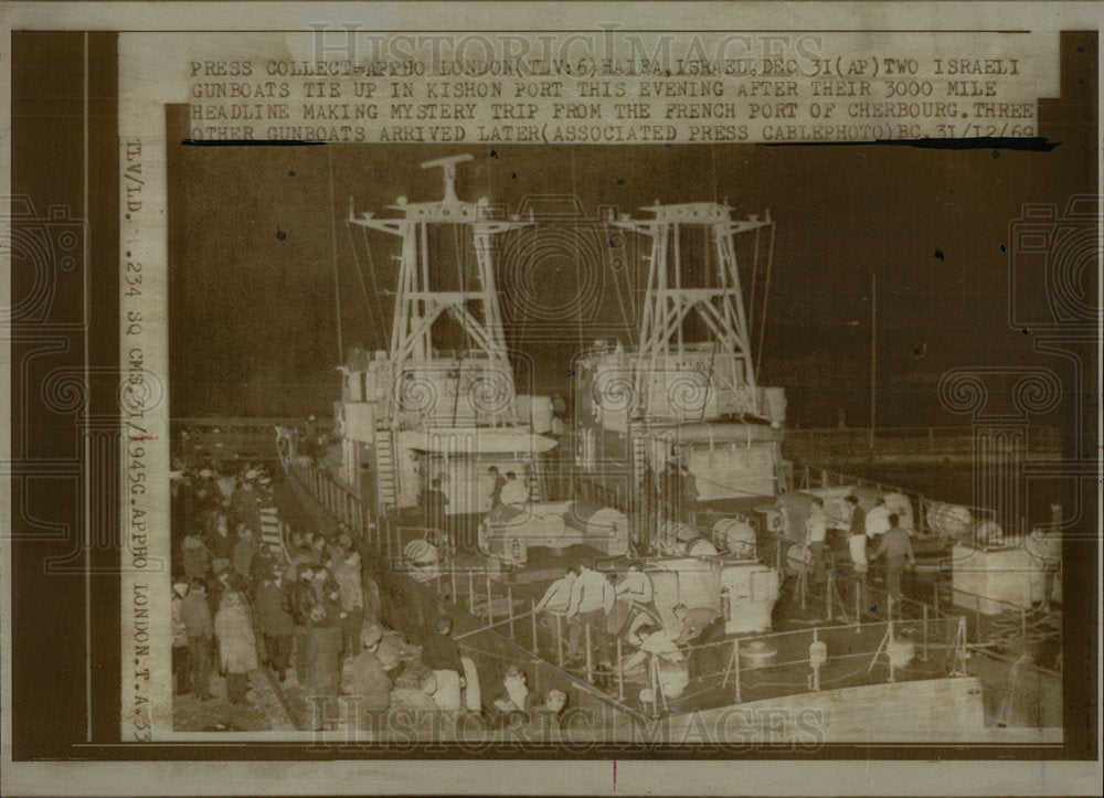 1969 Press Photo Israeli Gunboats in kishon Port - Historic Images