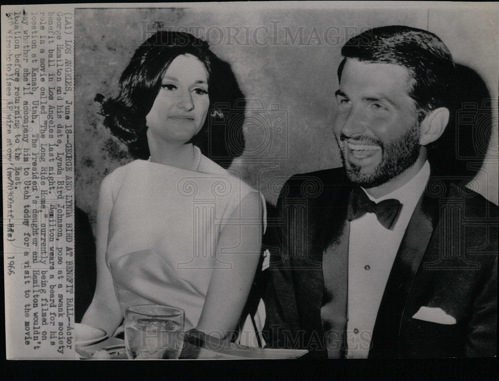 1966 Press Photo George Hamilton Lynda Bird Johnson - Historic Images