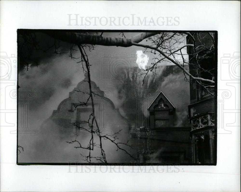1985 Press Photo Fire Old Scripps Mansion TrouballRiver - Historic Images