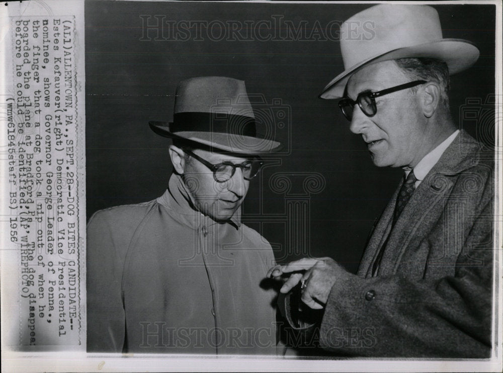 1956 Press Photo Estes Kefauver Gov. George Leader PA - Historic Images
